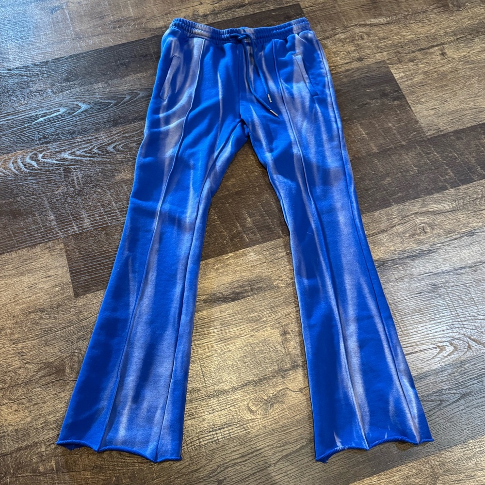 MNML Blue French Terry Tie Dye Bootcut Sweatpants S
